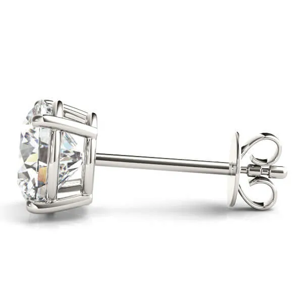 1.00 to 6.00 Carat Diamond, Stylish Prong Set 14K White Gold Round-cut Diamond Stud Earring (I-J,VS2-SI1)  Lab Grown Diamond