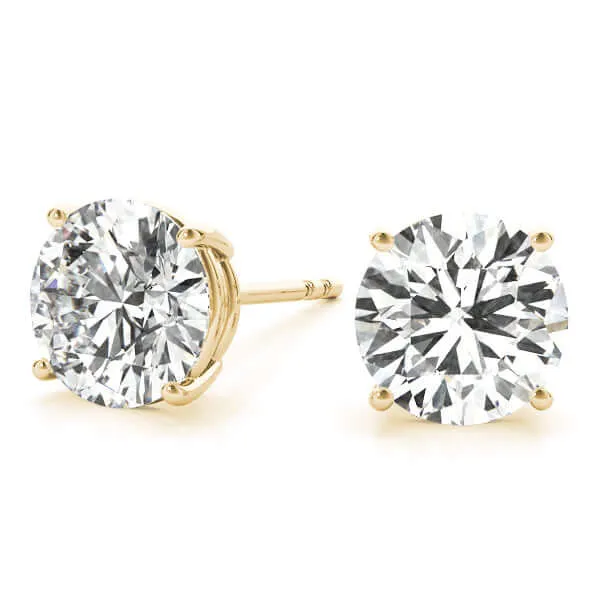 1.00 to 6.00 Carat Diamond, Stylish Prong Set 14K White Gold Round-cut Diamond Stud Earring (I-J,VS2-SI1)  Lab Grown Diamond