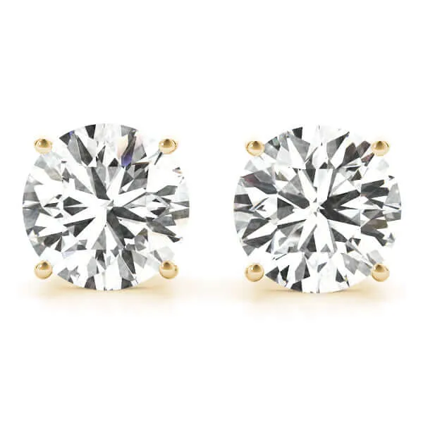 1.00 to 6.00 Carat Diamond, Stylish Prong Set 14K White Gold Round-cut Diamond Stud Earring (I-J,VS2-SI1)  Lab Grown Diamond