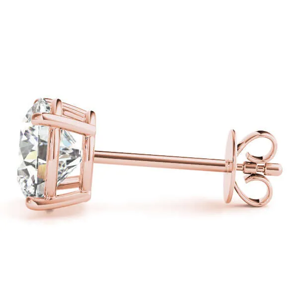 1.00 to 6.00 Carat Diamond, Stylish Prong Set 14K White Gold Round-cut Diamond Stud Earring (I-J,VS2-SI1)  Lab Grown Diamond