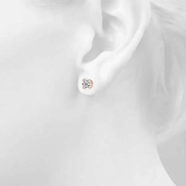1.00 to 6.00 Carat Diamond, Stylish Prong Set 14K White Gold Round-cut Diamond Stud Earring (I-J,VS2-SI1)  Lab Grown Diamond