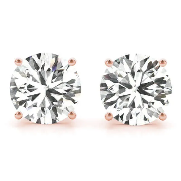 1.00 to 6.00 Carat Diamond, Stylish Prong Set 14K White Gold Round-cut Diamond Stud Earring (I-J,VS2-SI1)  Lab Grown Diamond