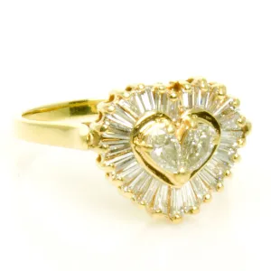 1.00ct Pear & Baguette Diamond Heart Ring