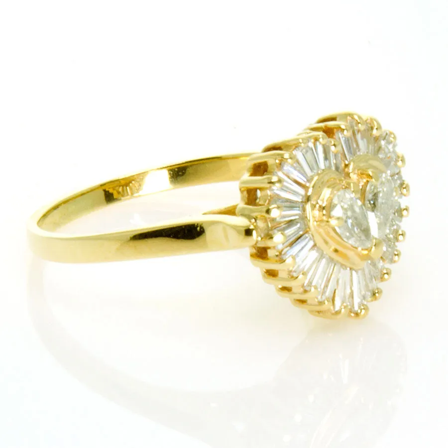 1.00ct Pear & Baguette Diamond Heart Ring