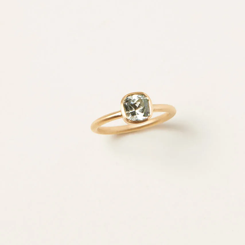 1.07 Carat One-of-a-Kind Cushion Cut Pale Mint Green Tourmaline Ring | TR56-OOAK