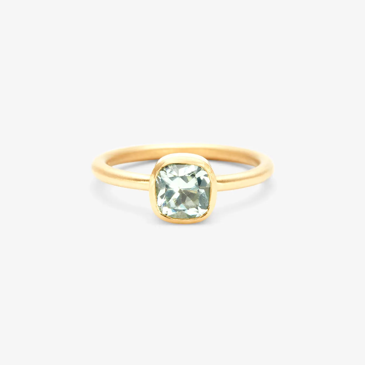 1.07 Carat One-of-a-Kind Cushion Cut Pale Mint Green Tourmaline Ring | TR56-OOAK