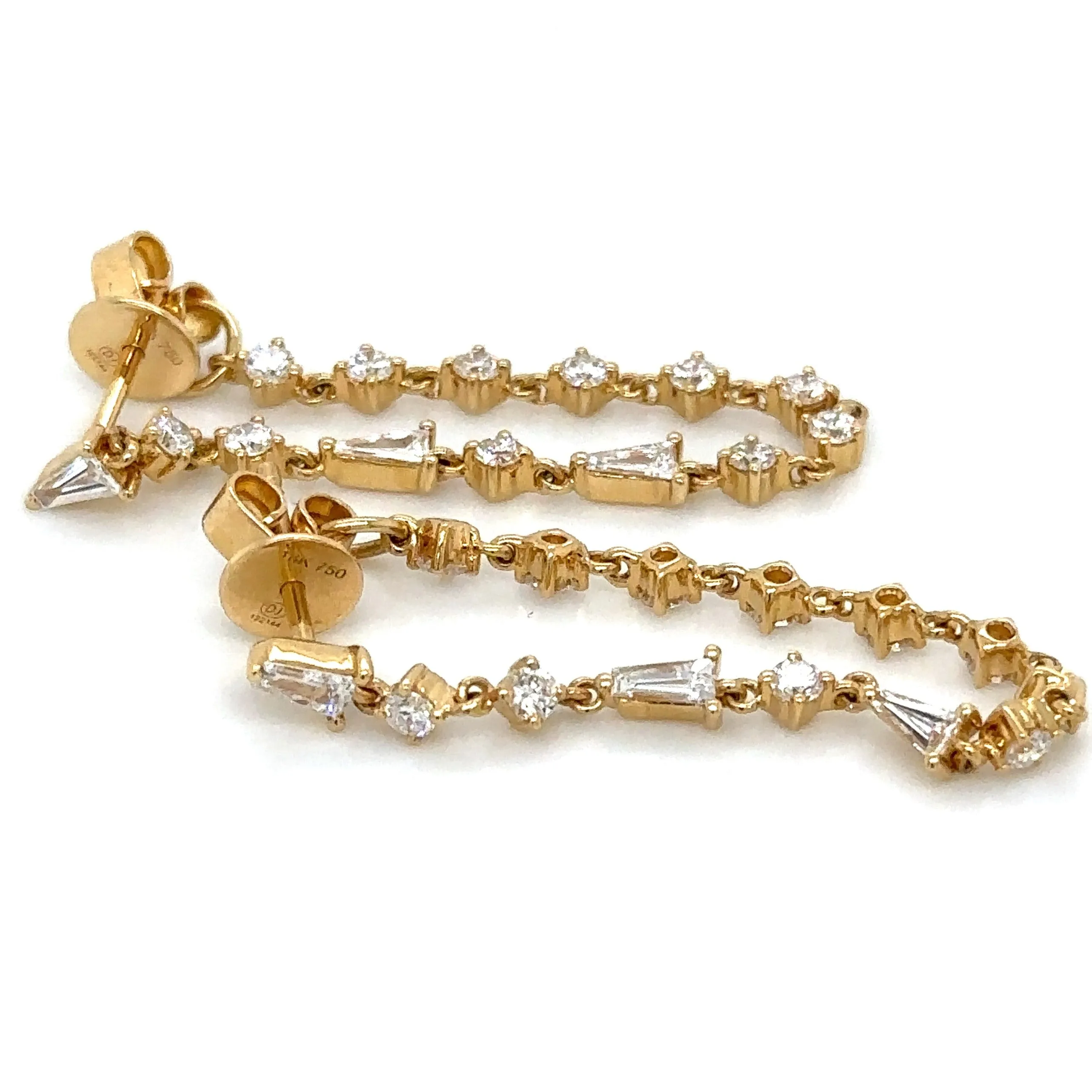 1.07carat Diamond Chain Front to Back Stud Dangling Drop Fancy Earrings