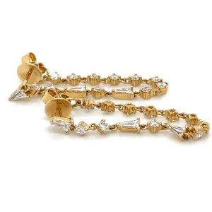 1.07carat Diamond Chain Front to Back Stud Dangling Drop Fancy Earrings