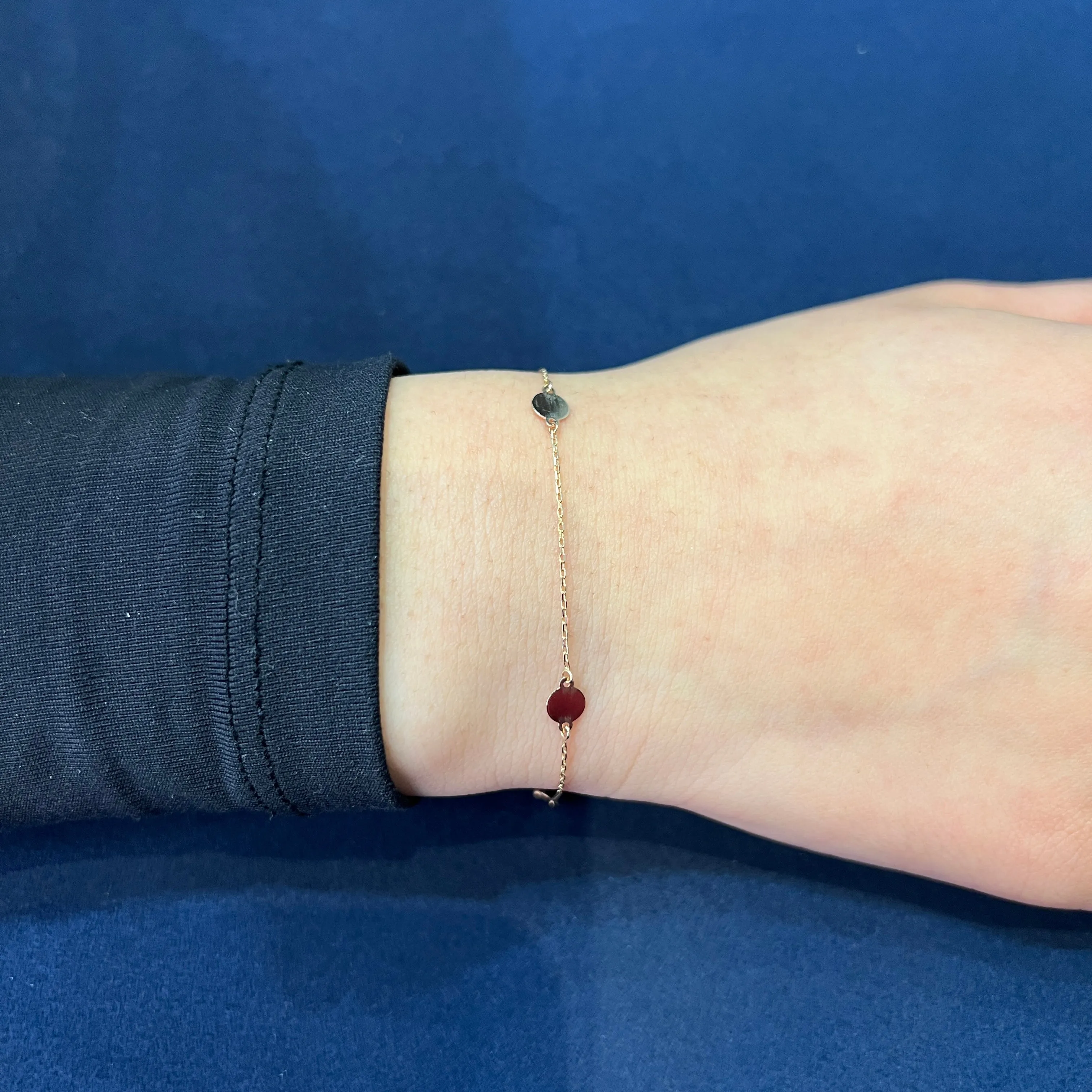 10K Gold Station Disc Bracelet (Yellow, Rose)