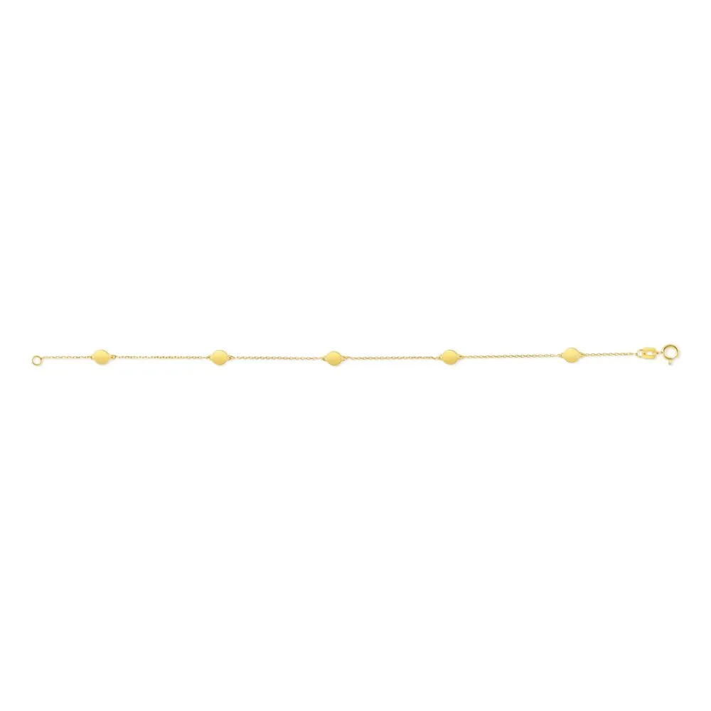 10K Gold Station Disc Bracelet (Yellow, Rose)