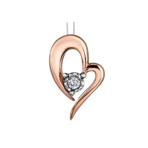 10K Rose Gold (0.05ct) Illusion Set Diamond Heart Pendant