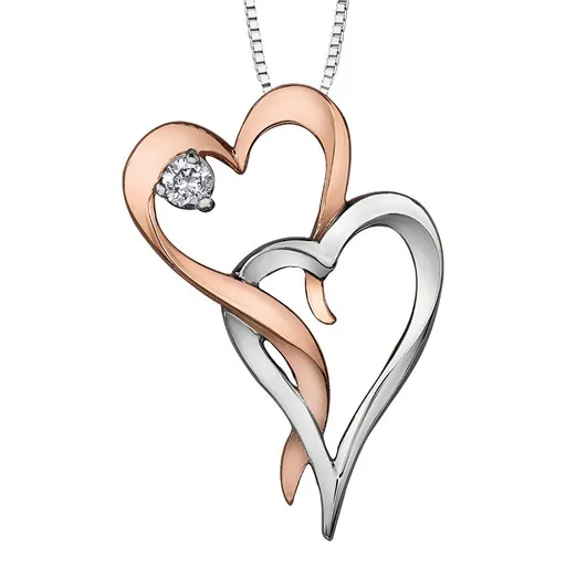 10K White & Rose Gold (0.05ct) Canadian Diamond Pendant