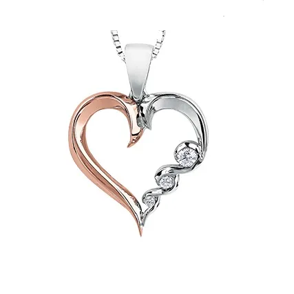 10K White & Rose Gold (0.08ct) Canadian Diamond Pendant