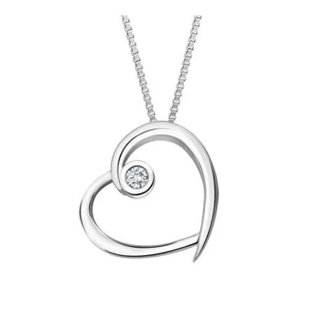 10K White Gold (0.03ct) Diamond Heart Pendant