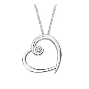 10K White Gold (0.03ct) Diamond Heart Pendant