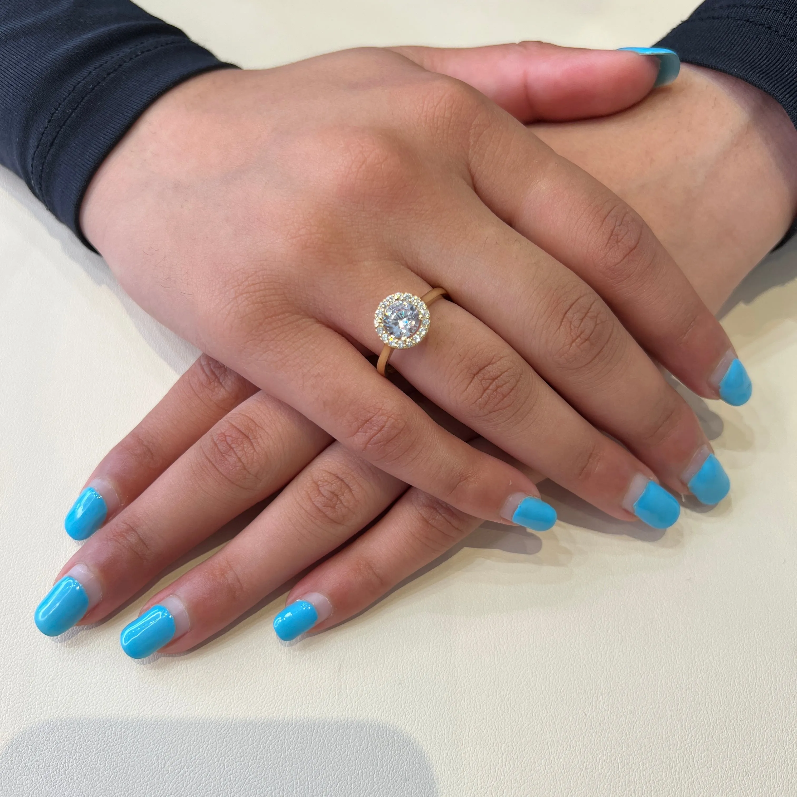 10K (White, Yellow or Rose) Gold Halo Cubic Zirconia Engagement Ring