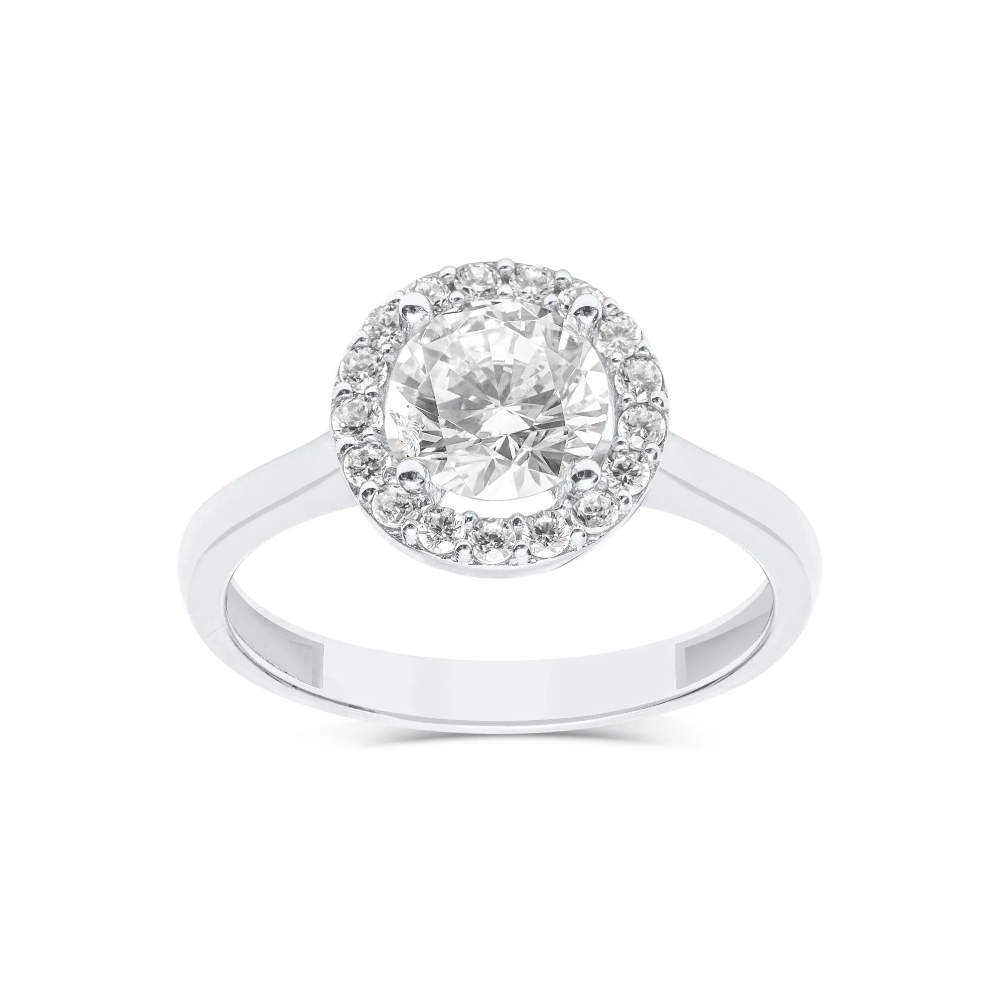 10K (White, Yellow or Rose) Gold Halo Cubic Zirconia Engagement Ring