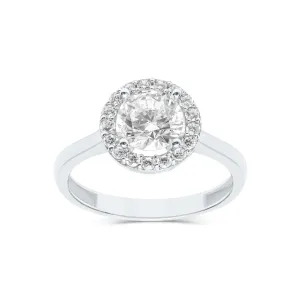 10K (White, Yellow or Rose) Gold Halo Cubic Zirconia Engagement Ring