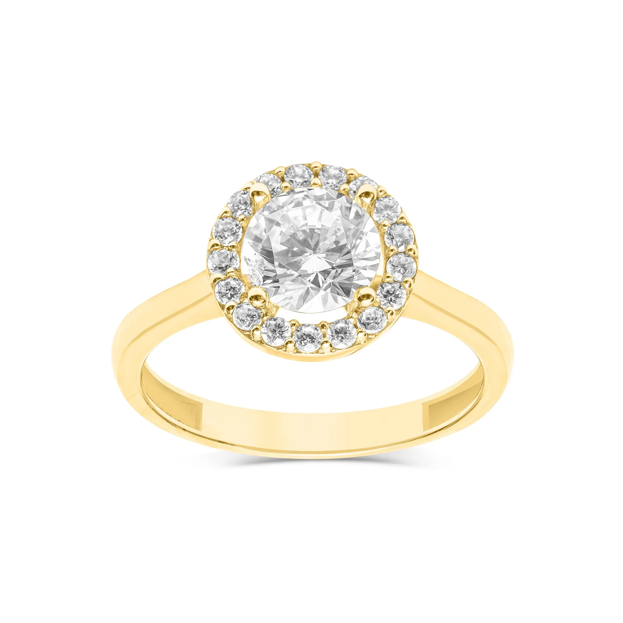 10K (White, Yellow or Rose) Gold Halo Cubic Zirconia Engagement Ring