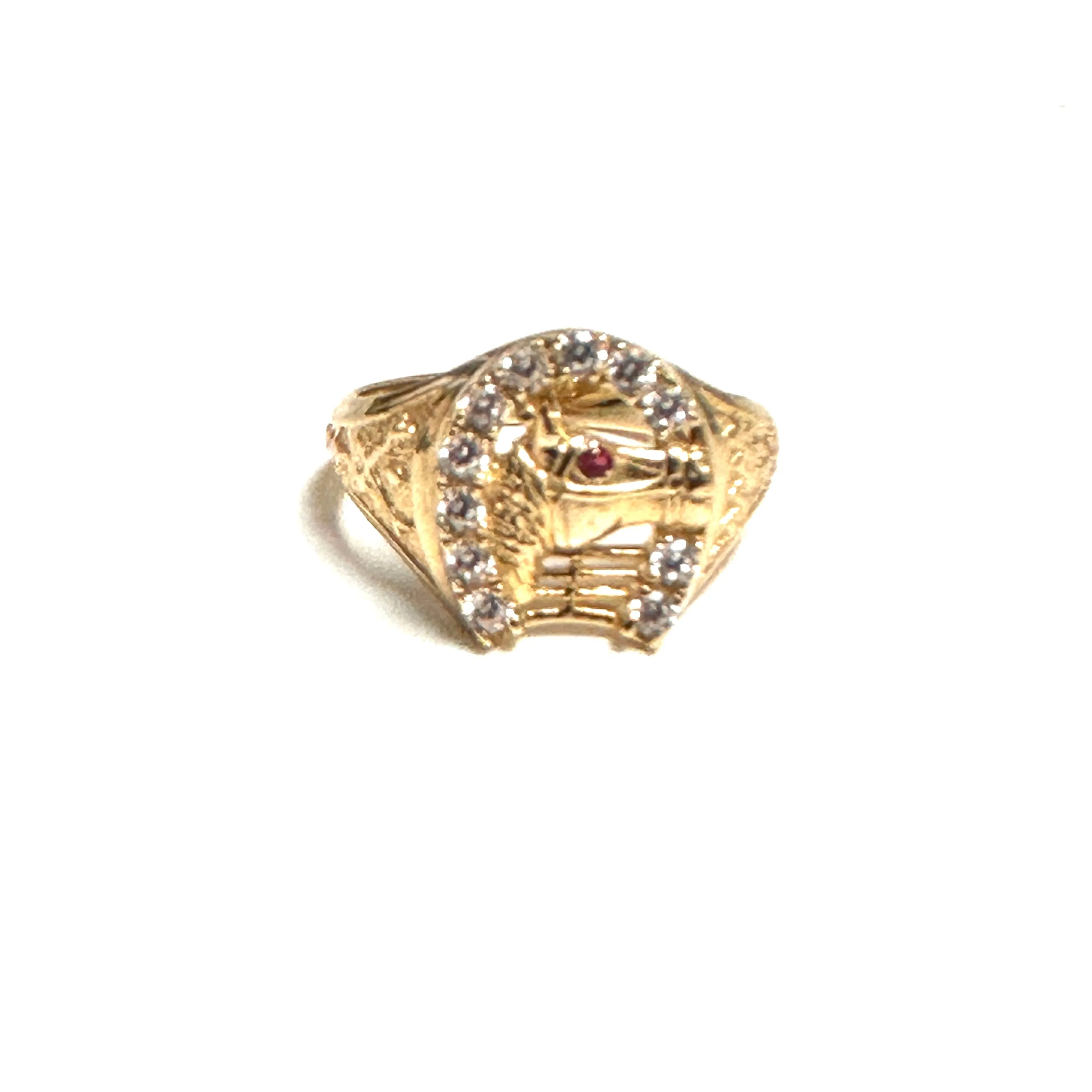 10K Yellow Gold Cubic Zirconia  Horseshoe Ring