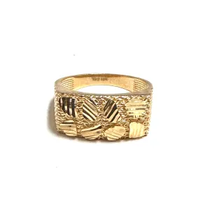 10K Yellow Gold Diamond Cut Nugget Ring