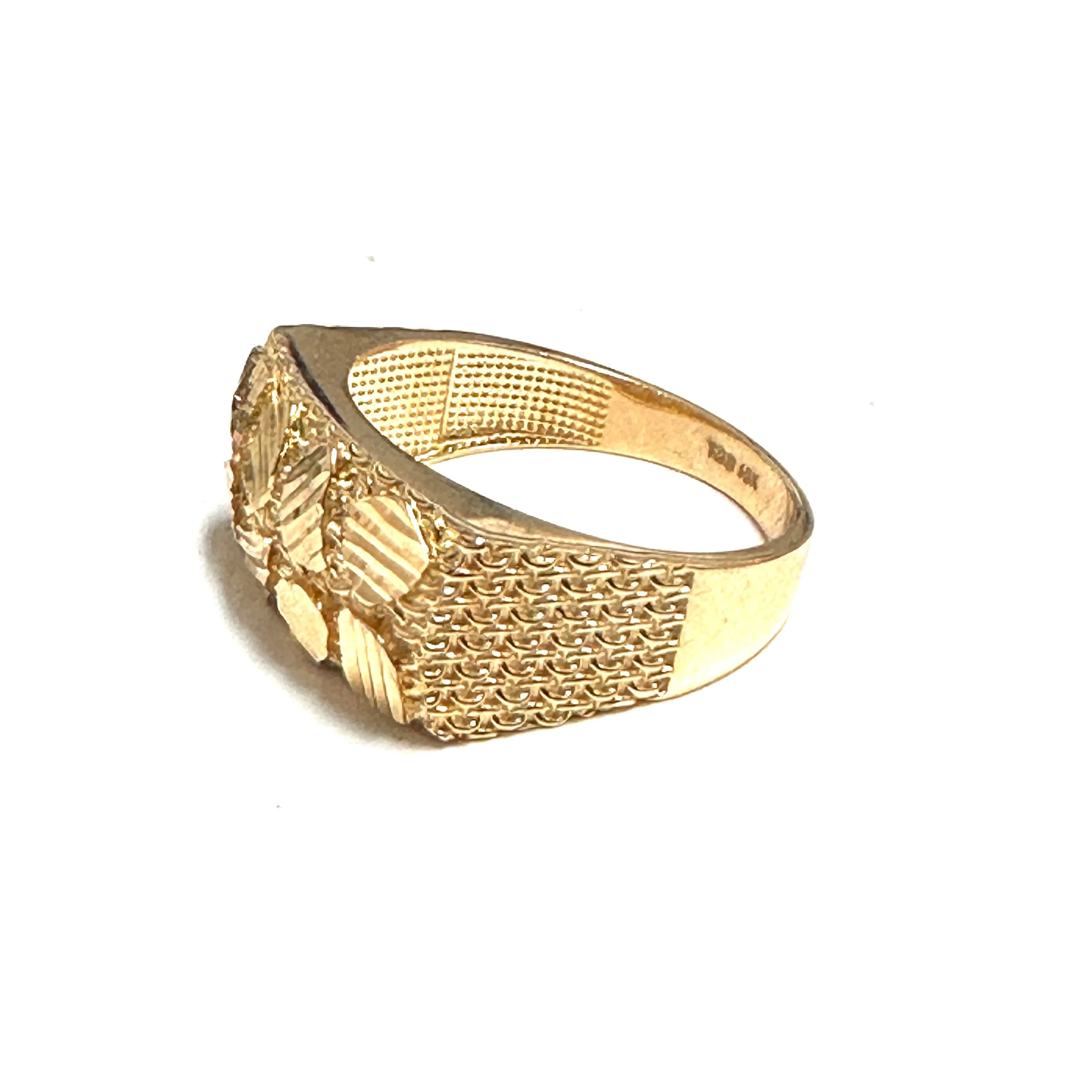 10K Yellow Gold Diamond Cut Nugget Ring