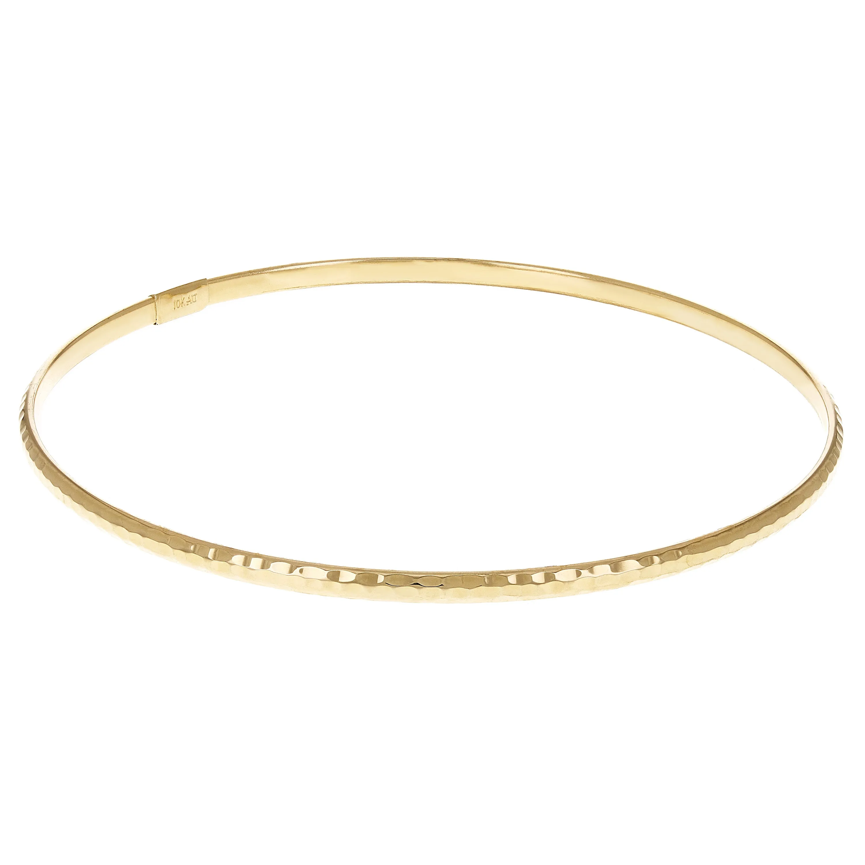 10k Yellow Gold Hammered Slip-on Bangle Bracelet 7.5" 2.6mm 1.8 grams