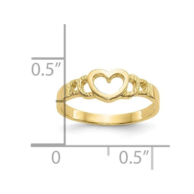 10K Yellow Gold Heart Childrens Ring