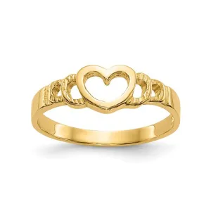 10K Yellow Gold Heart Childrens Ring