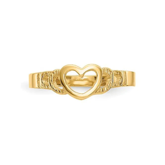 10K Yellow Gold Heart Childrens Ring