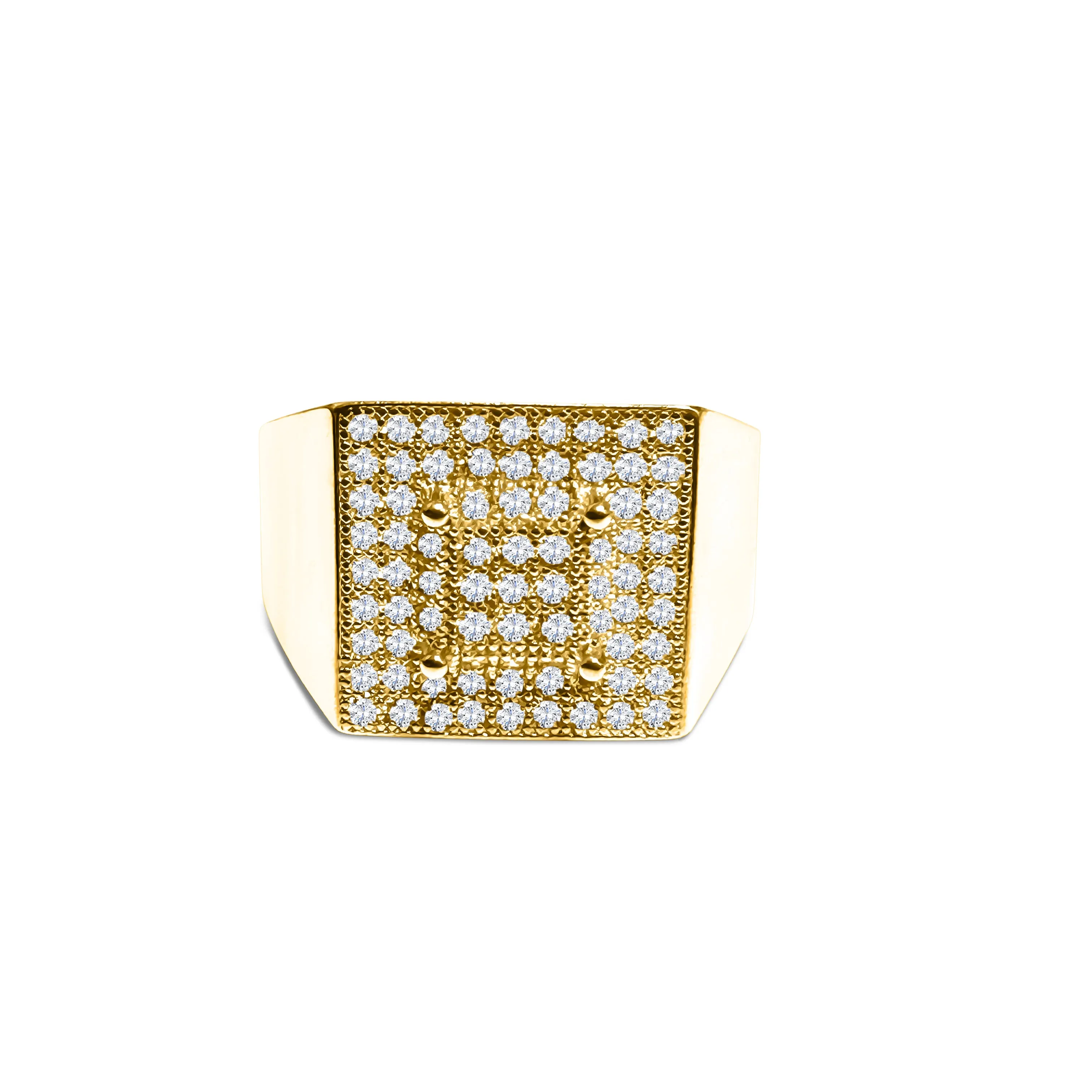 10K Yellow Gold Pavee Set Cubic Zirconia Men's Ring