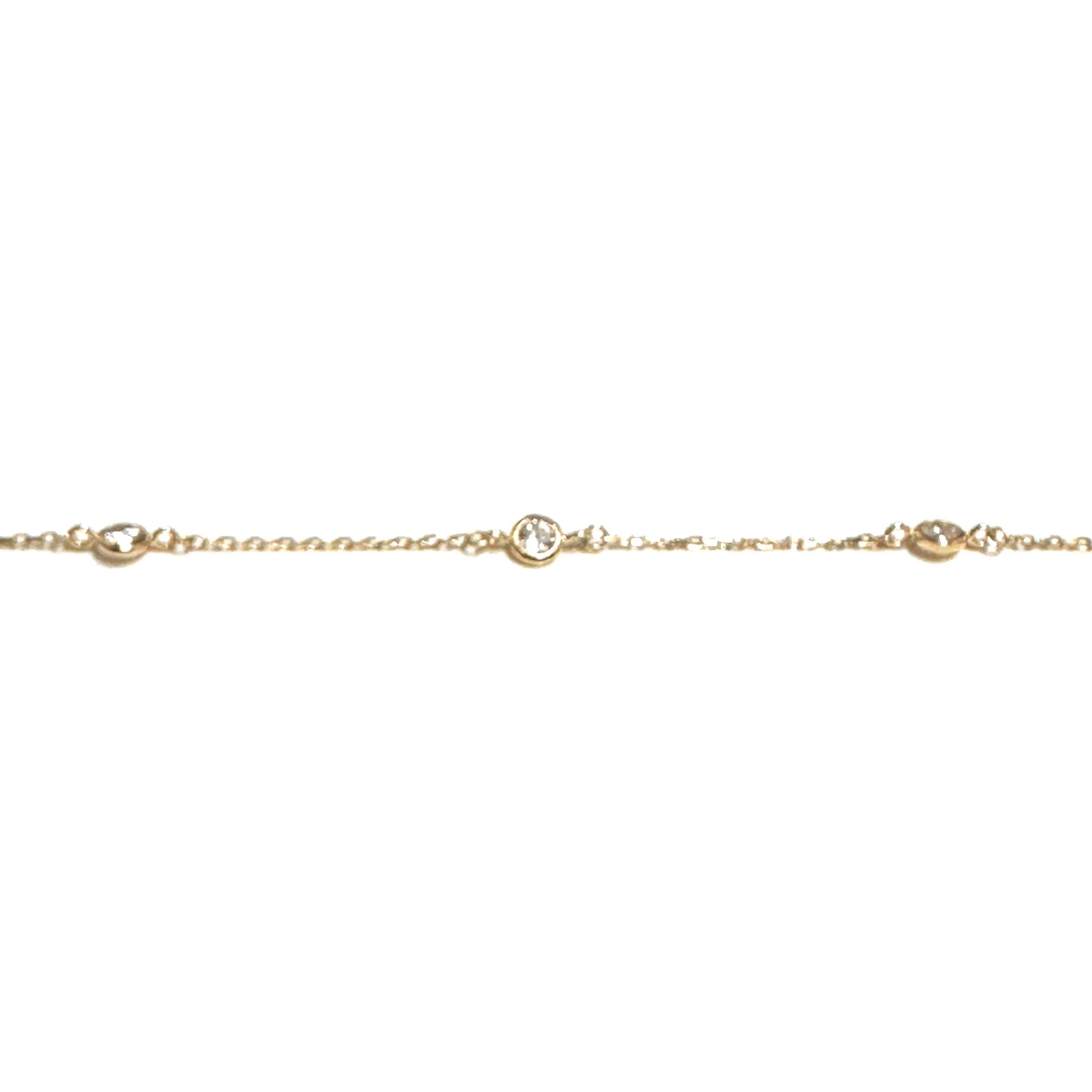 10K Yellow or White Gold CZ Bezel Set Station Bracelet