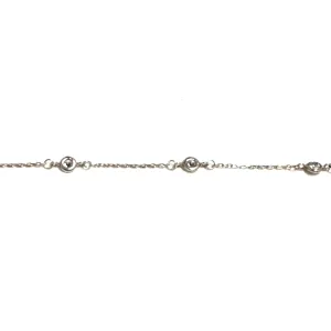 10K Yellow or White Gold CZ Bezel Set Station Bracelet