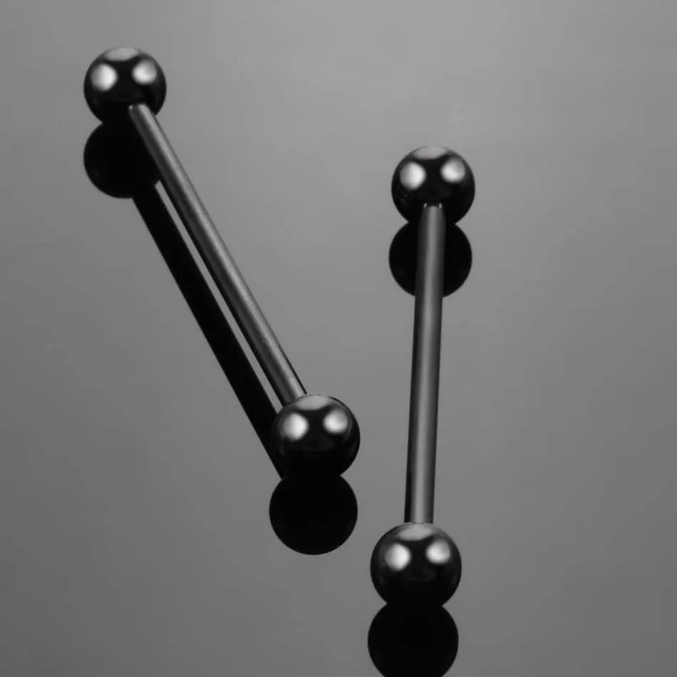 10PCS Stainless Steel Industrial Barbell Rings Ear Studs 5 Color*2