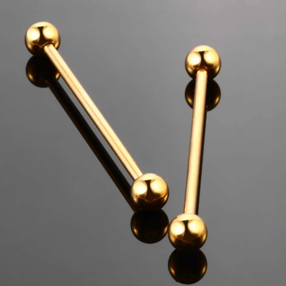 10PCS Stainless Steel Industrial Barbell Rings Ear Studs 5 Color*2