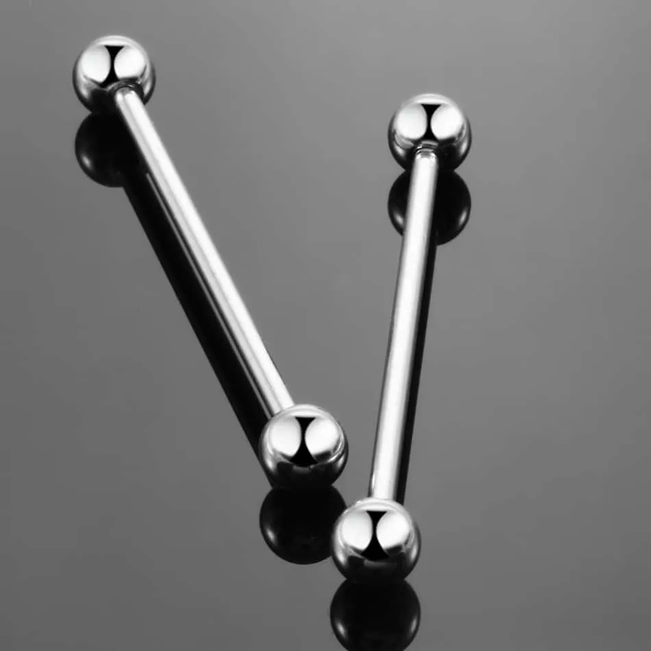 10PCS Stainless Steel Industrial Barbell Rings Ear Studs 5 Color*2
