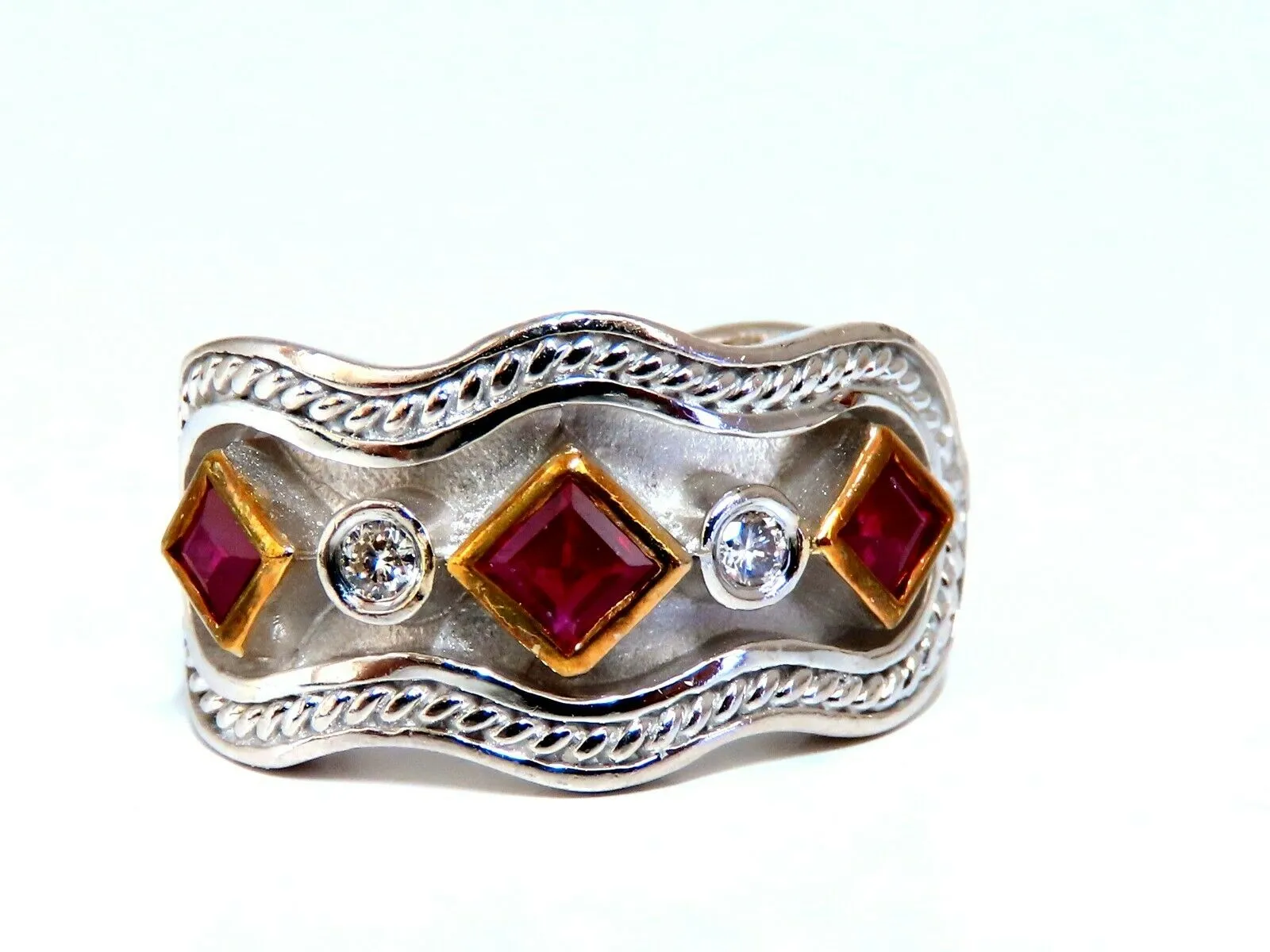 1.10ct. natural Ruby diamonds designer clip earrings 14kt IJM