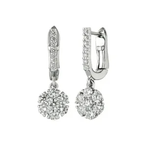 1.15 Carat Natural Diamond Flower Drop Earrings G SI 14K White Gold