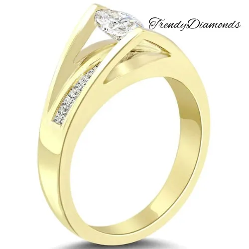 1.19 Carat F-SI1 Marquise Cut Diamond Engagement Ring 14k Yellow Gold