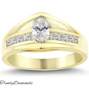 1.19 Carat F-SI1 Marquise Cut Diamond Engagement Ring 14k Yellow Gold