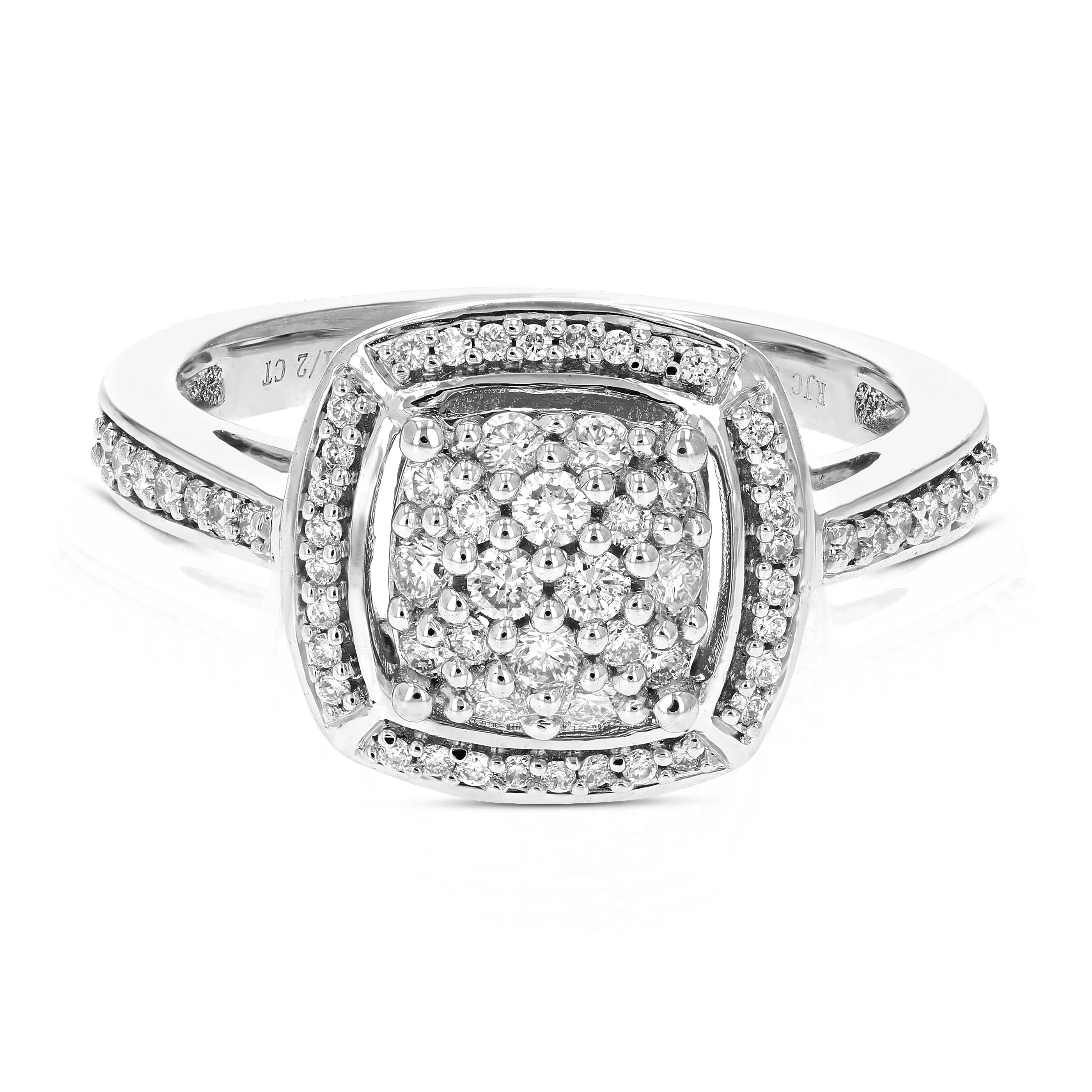 1/2 cttw Lab Grown Diamond Cushion Engagement Rings in Silver