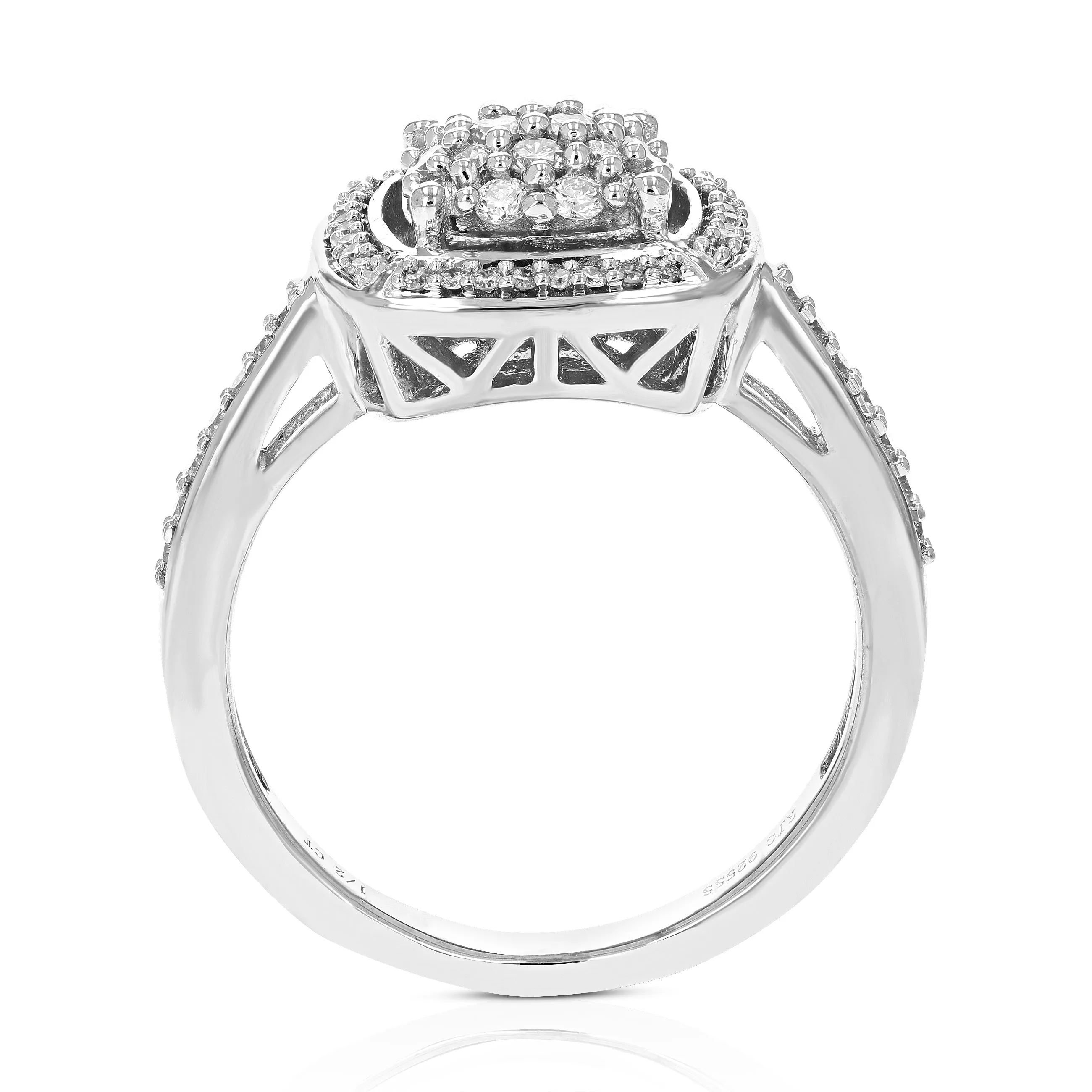 1/2 cttw Lab Grown Diamond Cushion Engagement Rings in Silver