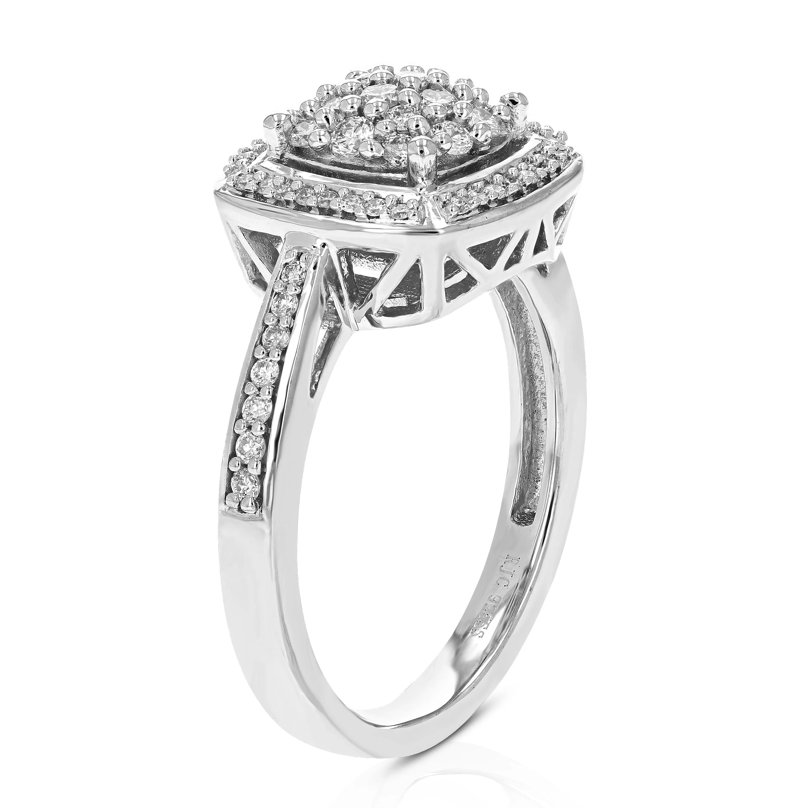1/2 cttw Lab Grown Diamond Cushion Engagement Rings in Silver