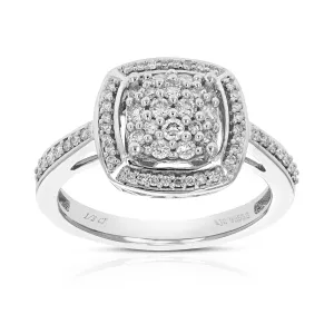 1/2 cttw Lab Grown Diamond Cushion Engagement Rings in Silver