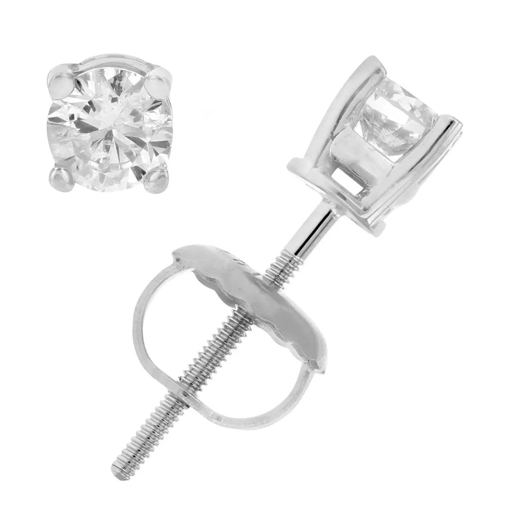 1/2 cttw Lab Grown Diamond Stud Earrings 14K White Gold VS1 Clarity E-F Color