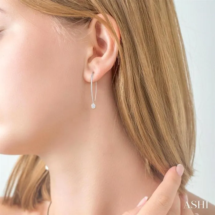 1/2 ctw Oval Shape Dangler Lovebright Round Cut Diamond Earring in 14K White Gold