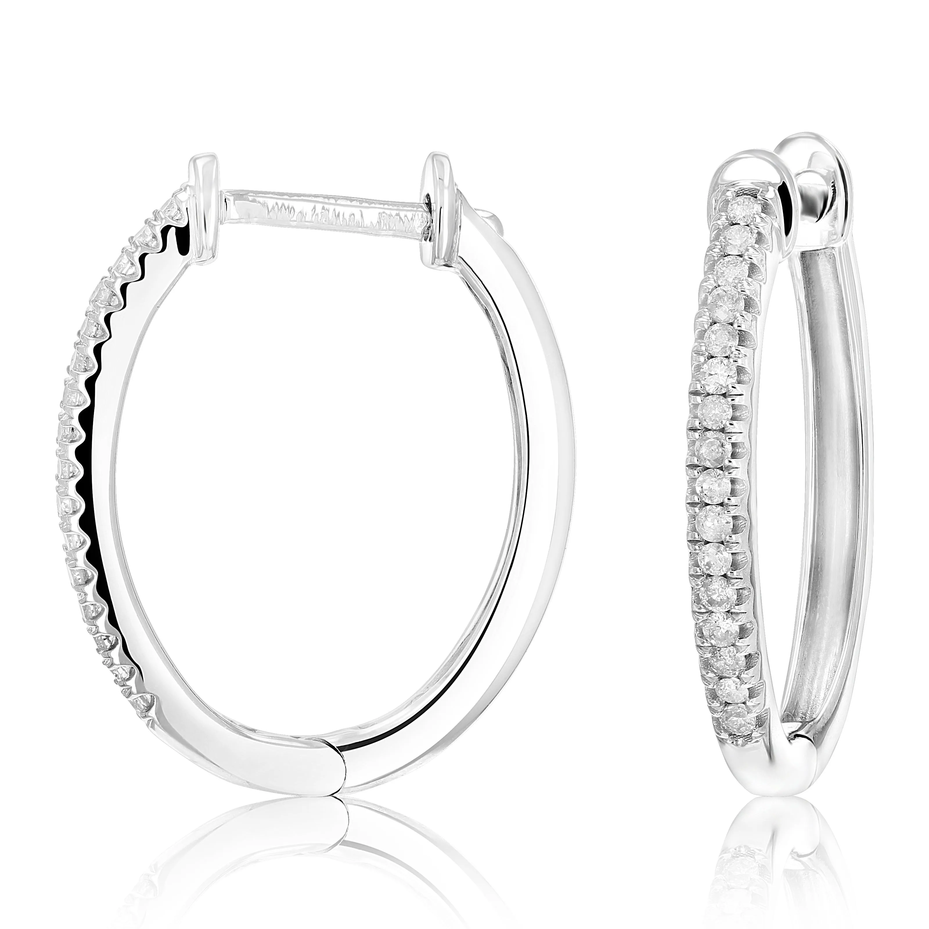 1/4 cttw Diamond Hoop Earrings Prong set in Sterling Silver