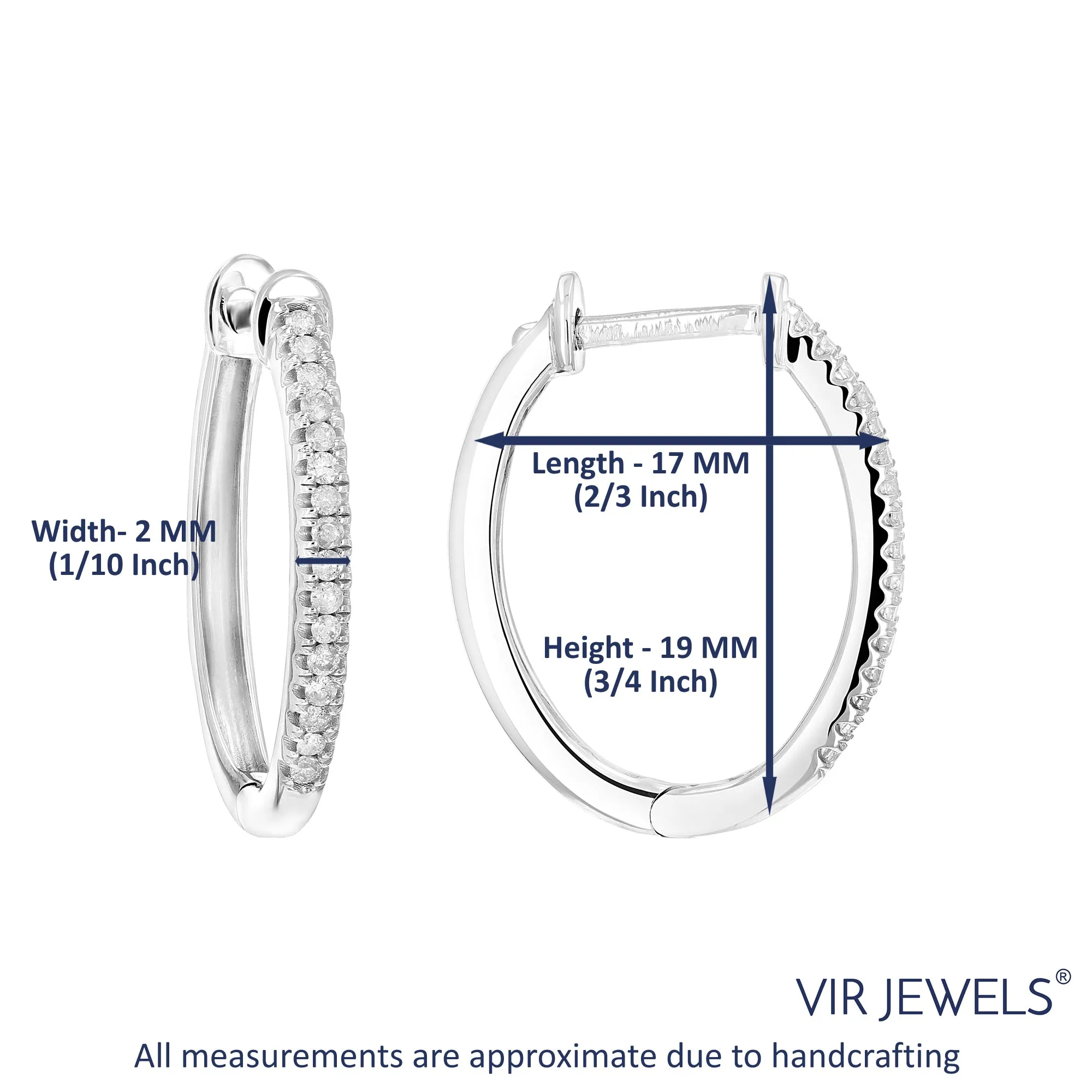 1/4 cttw Diamond Hoop Earrings Prong set in Sterling Silver