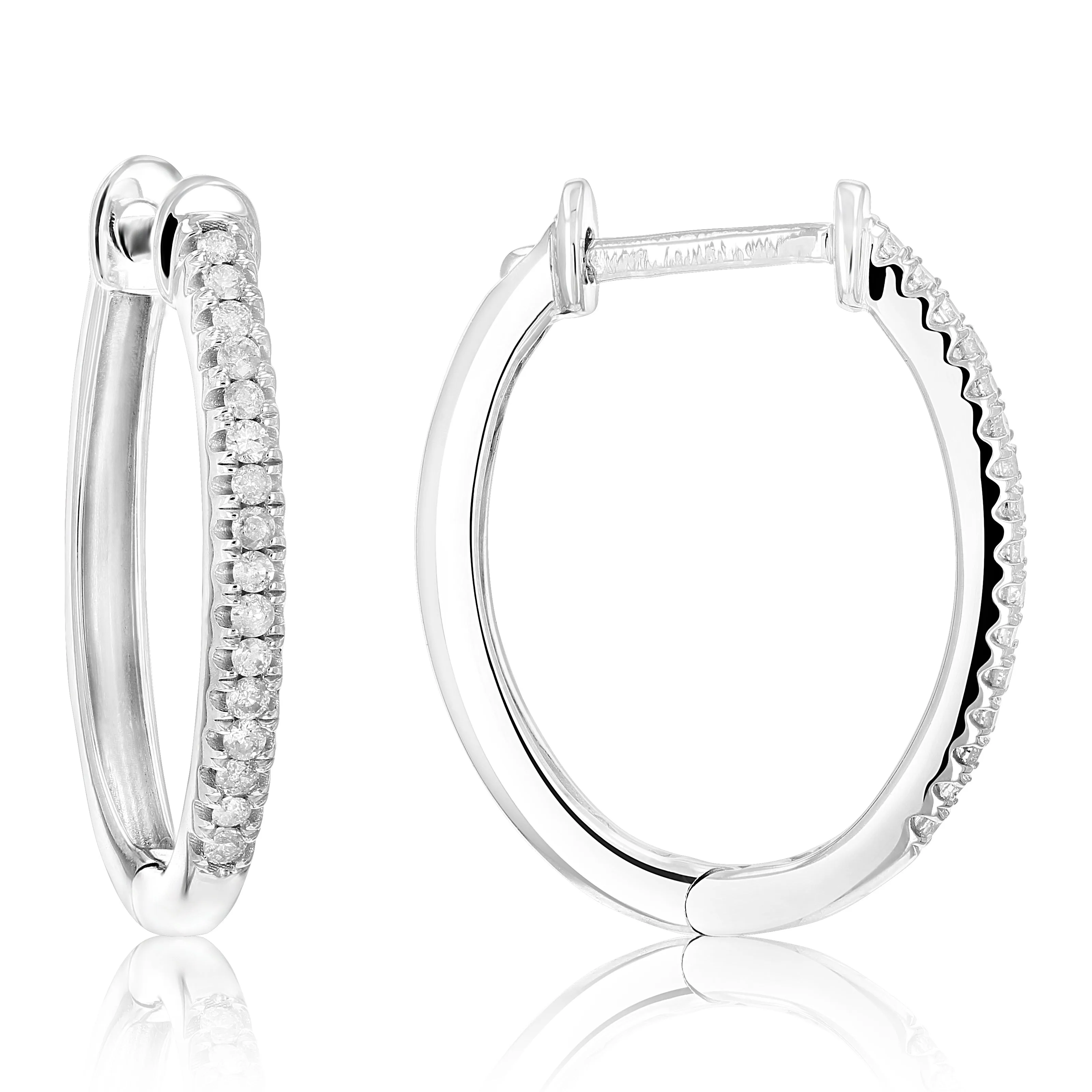 1/4 cttw Diamond Hoop Earrings Prong set in Sterling Silver