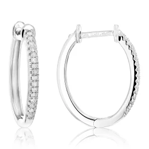 1/4 cttw Diamond Hoop Earrings Prong set in Sterling Silver